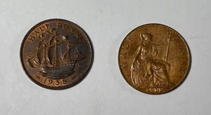 Great Britain 1911 & 1938 1/2C (#2201) Red Brown UNC Small lite scrs - Picture 1 of 2
