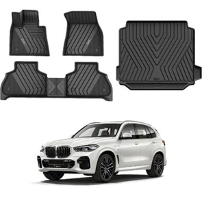3W BLACK All Weather Full Set Floor Mats & Cargo Liner BMW X5 2019-2024 - Picture 1 of 6
