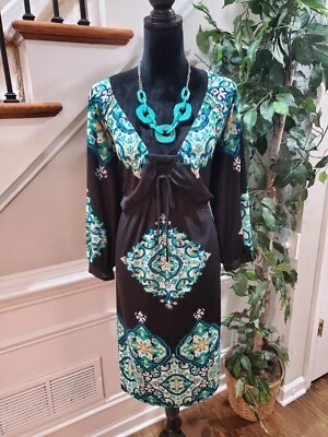 INC Women's Black Polyester V-Neck Long Sleeve Casual Knee Length Dress Size 2X - Image 1 of 4