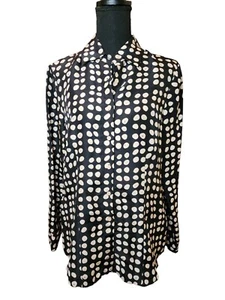 CAbi Silk Blouse Polka Dot Button Up Long Sleeve Sz S - Picture 1 of 6