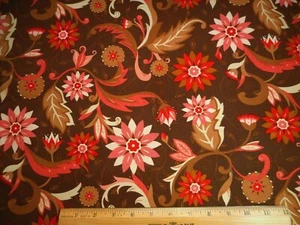 Civil War Reproduction Fabric 2/3+ Yard Pink Beige Brown Floral Brown Cotton C - Picture 1 of 2