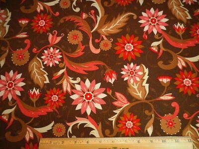 Civil War Reproduction Fabric 2/3+ Yard Pink Beige Brown Floral Brown Cotton C - Image 1 of 2