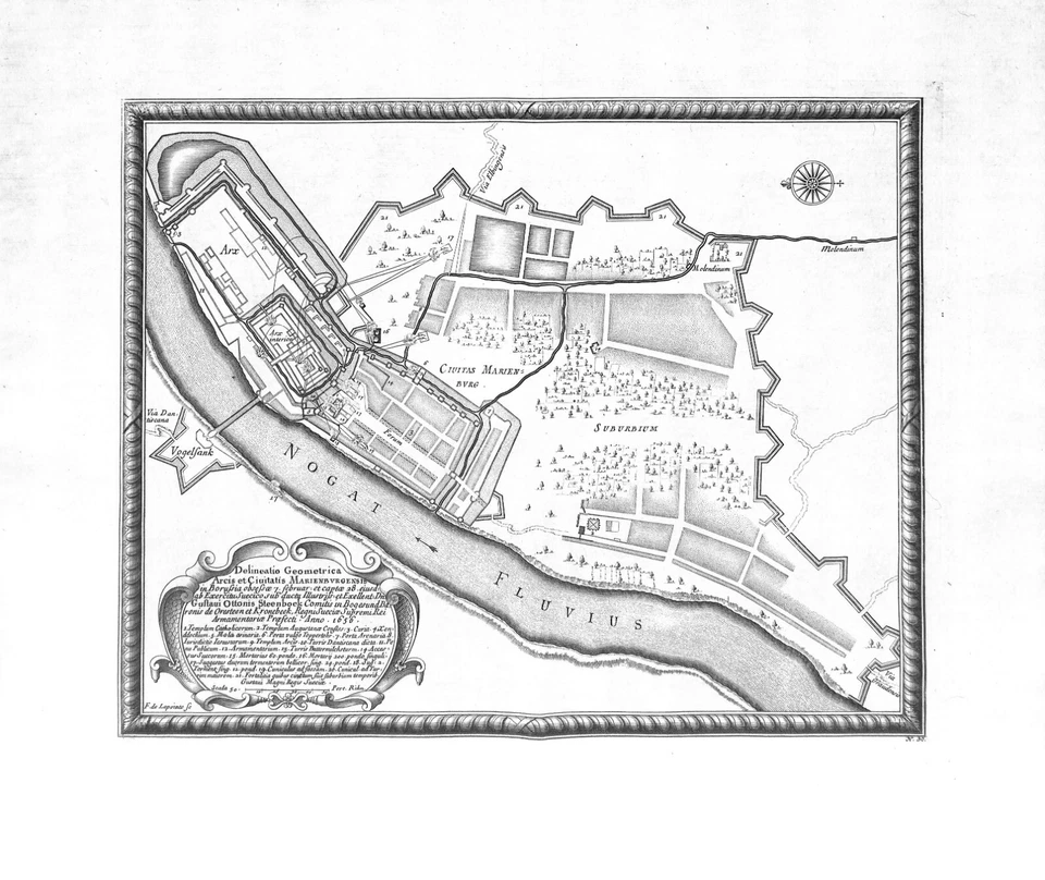 Antique map, Dahlbergh/Pufendorf, Arcis et Civitatis Marienburgensis - Image 1 of 1