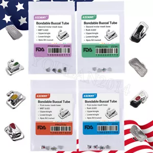 Tubos bucales adhesivos para ortodoncia dental metal MBT/rojizo 0,022 1er molar no conv - Imagen 1 de 38