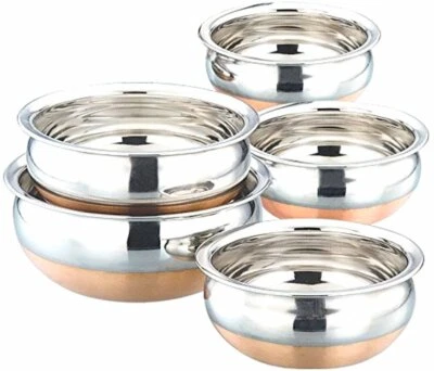 Set Di Pentole In Rame Con Fondo In Rame Per Cucinare E Servire - Set Di 5 - Immagine 1 di 4