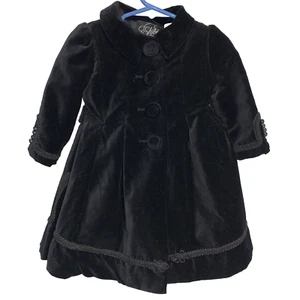 Abrigo Formal Elebini Bebé Niña 12 Meses Negro Forrado Terciopelo Victoriano Elegante - Imagen 1 de 14