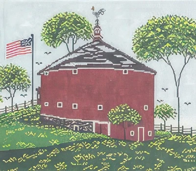 Needlepoint Handpainted Cooper Oaks The Round Barn 12x10 - Image 1 of 4