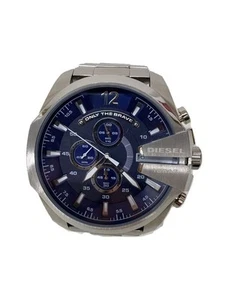 DIESEL DZ4417 Mega Chief Quartz Analog Watch Blue Dial Boxed Excellent JAPAN - Picture 1 of 6