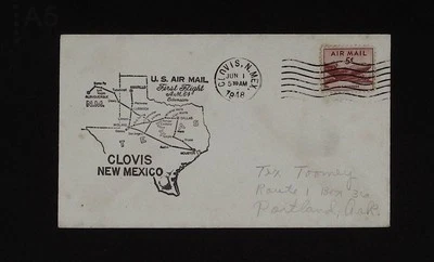 COVER CACHET FIRST FLIGHT AIR MAIL 1948 ROUTE A.M. 64 CLOVIS, NEW MEXICO, - Image 1 of 2