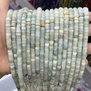 Cuentas espaciadoras de disco Heishi de amazonita natural de 3x6 mm para hacer joyas hágalo usted mismo 15 pulgadas - Imagen 1 de 6