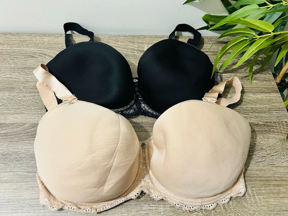 x2 Hotmilk Maternity Obsession Nursing Breastfeeding Bra 12GG Nude Beige Black - Image 1 of 4