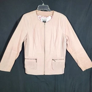 BRADLEY BAYOU Womens LARGE 100% LEATHER SUEDE Jacket Pink FULLY LINED - Picture 1 of 10