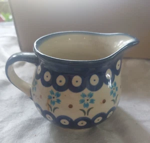 BOLESLAWIEC Creamer Blue Floral made in Poland - Picture 1 of 10