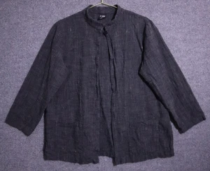 Flachs Hemdjacke Damen XL grau vorne offen ein Knopf lockere Passform Leinen gebraucht, in einwandfreiem Zustand - Bild 1 von 4