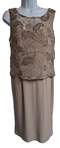 New Maya Brooke Dress Womens 8 Sleeveless Mid-Length Lace Sequin Embellished - Picture 1 of 13