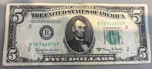 1950 Series $5 Dollar Bill Federal Reserve Note Circulated New York NY - Picture 1 of 2