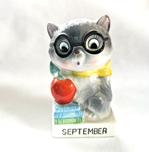 Seltene Vintage Norcrest September Geburtstag Katze des Monats Figur Keramik Japan - Bild 1 von 7
