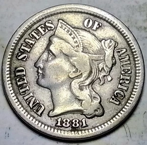 (Oct25) 1881 3 Cent Nickel - Picture 1 of 2