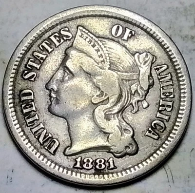 (Oct25) 1881 3 Cent Nickel - Image 1 of 2