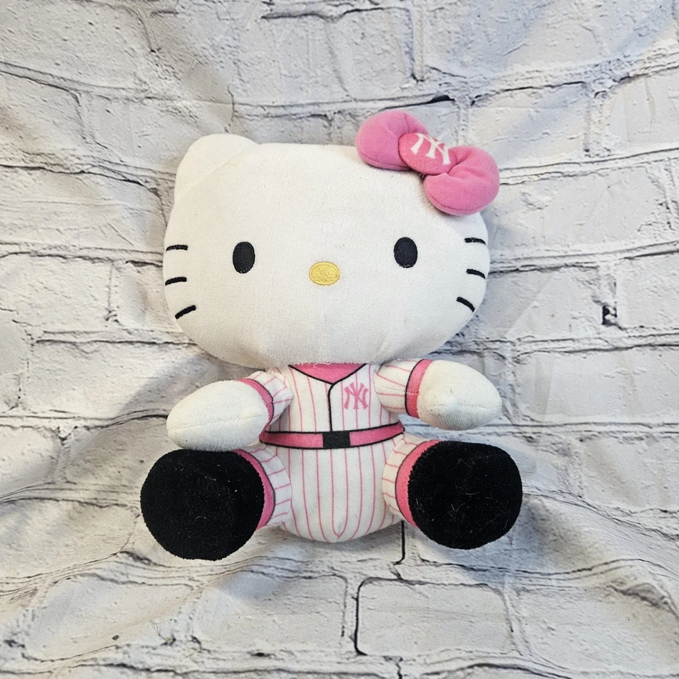 Muñeca de peluche Hello Kitty New York Yankees béisbol rosa 9" de alto Foto 1 de 4