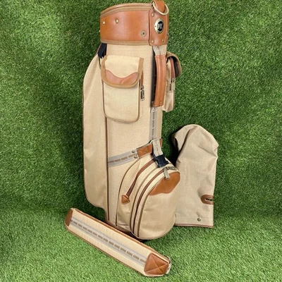 Bolsa de golf vintage Knight marrón divisor de 6 vías ⛳️ cubierta de cuero y correa acolchada Foto 1 de 4