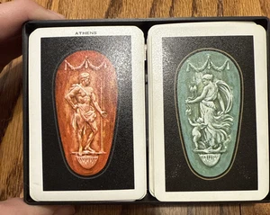 Vintage KEM Plastic Playing Cards 2 Complete Decks Athens Set In Plastic Case - Picture 1 of 12