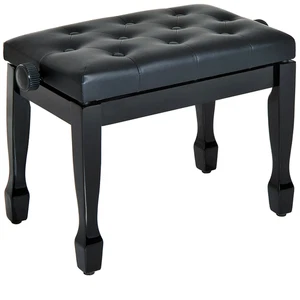 Piano Bench Black Faux Leather Padded Seat Solid Wood 64x35x45-55cm Adjustable. - Picture 1 of 14