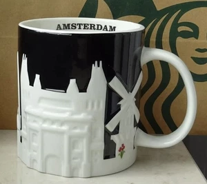 Taza Starbucks Amsterdam Relieve Molino de Viento Canal Países Bajos Tulipán NUEVO - Imagen 1 de 3