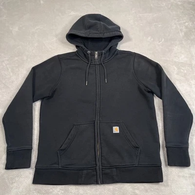 Suéter Carhartt Mujer Grande Negro Desteñido Cremallera Completa Sudadera con Capucha Calce Relajado Foto 1 de 4