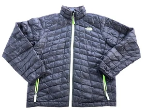 The North Face Thermoball Puffer Jacket Youth Size L 14/16 Black W neon Green - Picture 1 of 7