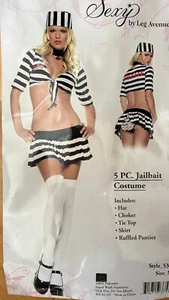 Ultra Sexy Striped Prisoner Costume by Leg Avenue - JAILBAIT 5 pc set, 3 sizes - Picture 1 of 4