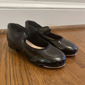 CAPEZIO MARY JANE BLACK PATENT TELETONE TAP SHOES KIDS SIZE 10.5 - Picture 1 of 8