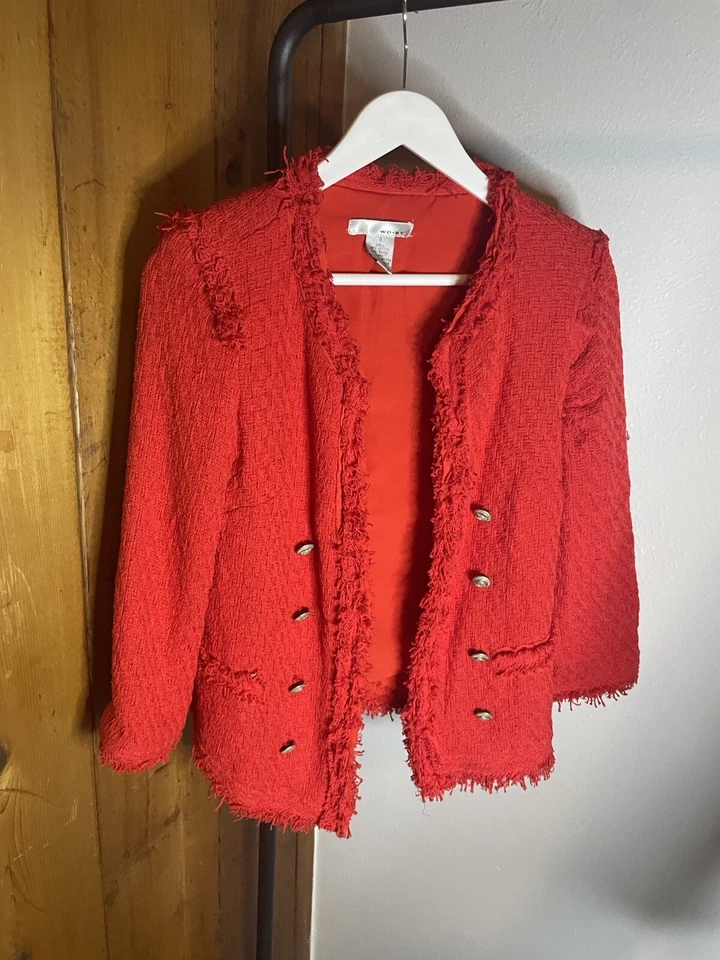 Chaqueta Blazer WDNY Mujer De Colección Tejido Suelto ROJO CON RIBETE ROJO TALLA PEQUEÑA Foto 1 de 4