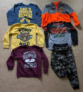 4t Boys Clothes 6 piece Lot Sweatshirt Pant Camo Garanimals Carter's Star Wars - Picture 1 of 5