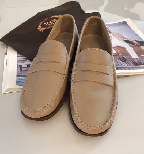 Scarpe mocassini TOD’S UOMO eleganti pelle Penny slip on marrone beige taglia 41 IT 7 5