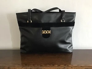 Japelle by Jane Shilton black faux leather tote handbag with gold hardware - Picture 1 of 6