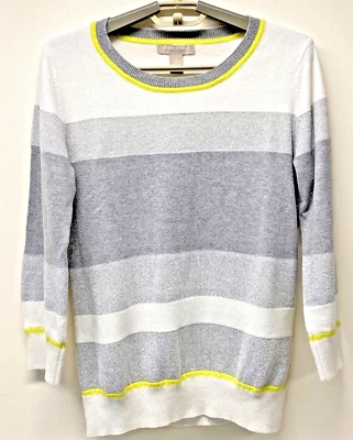 Suéter Banana Republic Mujer Manga S 3/4 Chartreus Amarillo Blanco Gris Brillante  Foto 1 de 4