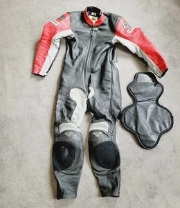 BKS Performance Racing 1 Piece Leather Suit Black Red 38" UK 96cm Suproflex - Picture 1 of 14