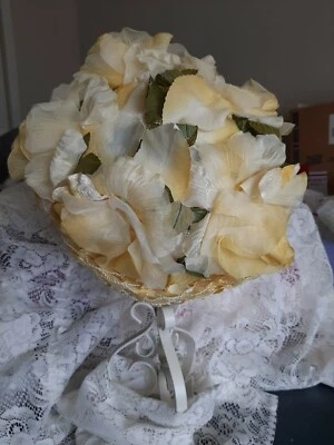 Винтажная женская желтая шляпа с цветочным рисунком, ПОТРЯСАЮЩАЯ! Как новый!! Chez оригинал!  - Изображение 1 из 4