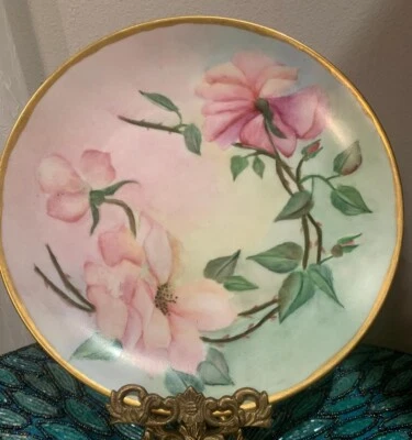 Antiguo R.C. Placa pintada a mano Empire Bavaria, 1906y, firmada, floral, 8 1/2" Foto 1 de 4