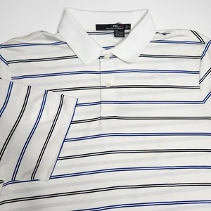 RLX Ralph Lauren Polo Shirt Men M Striped Golf Stretch Preppy Athleisure Classic - Picture 1 of 7