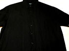 Cubavera Mens Lounge Button Front Short Sleeve Black Ramie Rayon Shirt Large L