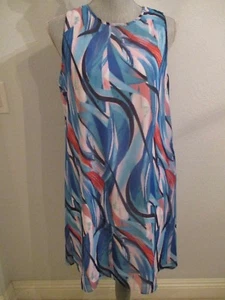 NUEVO CON ETIQUETAS VESTIDO SIN MANGAS NUEVE OESTE TALLA 6 AZUL HIELO ESTAMPADO GEOMÉTRICO SIN MANGAS $79.00 - Imagen 1 de 12