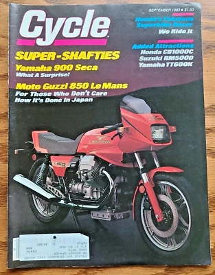 Cycle Magazine September 1983 Yamaha 900 Seca Moto Guzzi 850 LeMans Honda Racer - Image 1 of 4