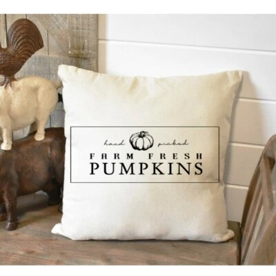 Fall Minimalist Pillow Cover, Farm Fresh, Indoor/Outdoor,  Autumn Decoration,  - Image 1 of 2