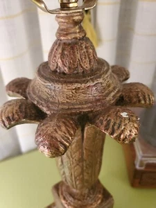 Antique carved ornate gilt wood electric table lamp - Picture 1 of 7