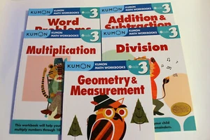 Kumon Grade 3 Math Workbooks Set of 5 Addition & Subtraction GEOMETRY DIVISION - Picture 1 of 6