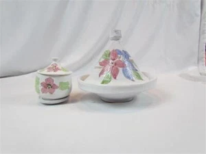 Moroccan Cooking Tagine Handmade with Matching Condiment Jar White with Floral P - Picture 1 of 12