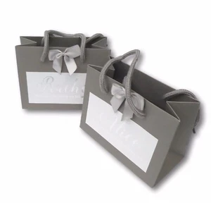 PERSONALISED SMALL GREY GIFT BAG SILVER FOIL THANK YOU WEDDING BRIDESMAID #017 - Picture 1 of 1