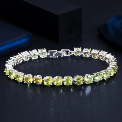 Pulsera de tenis plateada redonda de circonita cúbica de 0,5 quilates joyería para mujer Foto 1 de 4